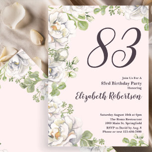 Invitation pour les 83 ans avec des pivoines flora