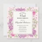 Invitation pour les 83 ans Élégantes Fleurs Roses (Devant)