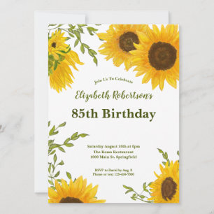 Invitation pour les 85 ans au thème tournesols aqu