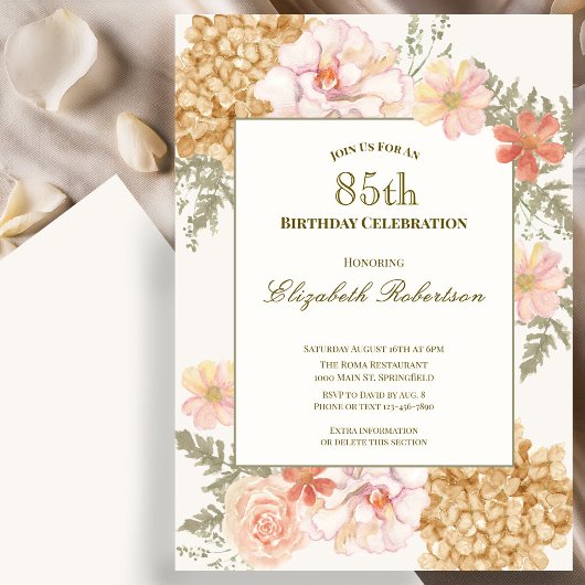 Invitation pour les 85 ans avec des couleurs autom