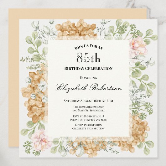 Invitation pour les 85 ans dans des couleurs d'aut