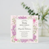 Invitation pour les 85 ans Élégantes Fleurs Roses (Debout devant)