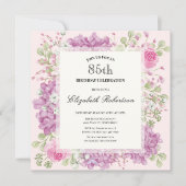 Invitation pour les 85 ans Élégantes Fleurs Roses (Devant)