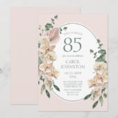 Invitation pour les 85 ans sur le thème floral tro (Devant / Derrière)