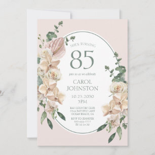 Invitation pour les 85 ans sur le thème floral tro