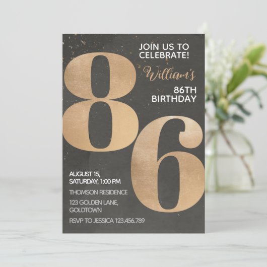 Invitation pour les 86 ans noir et or (Debout devant)