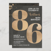 Invitation pour les 86 ans noir et or (Devant / Derrière)