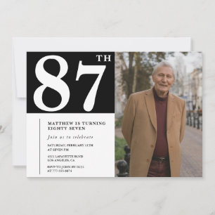 Invitation pour les 87 ans avec photo en noir et b
