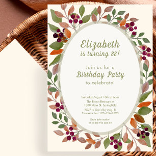 Invitation pour les 88 ans, feuilles d'automne ver