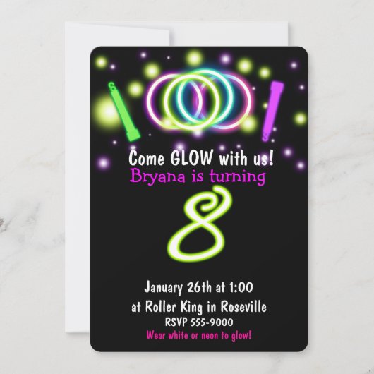 Invitation pour les 8 ans de fête d'anniversaire G (Devant)