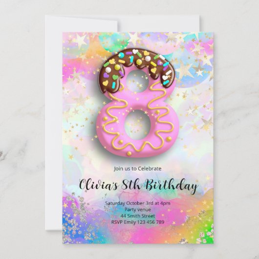 Invitation pour les 8 ans des filles (Devant)