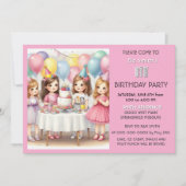 Invitation pour les 8 ans des filles avec ballons (Devant)