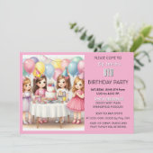 Invitation pour les 8 ans des filles avec ballons (Debout devant)