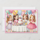 Invitation pour les 8 ans des filles avec ballons (Dos)