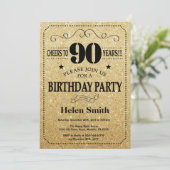 Invitation pour les 90 ans avec paillettes noires (Debout devant)