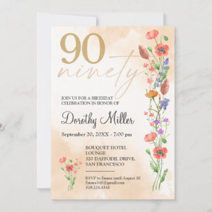 Invitation pour les 90 ans de douce Wildflower