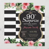Invitation pour les 90 ans Fleurs Femmes (Devant / Derrière)