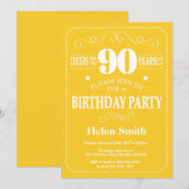 Invitation pour les 90 ans Jaune et Blanc (Devant / Derrière)