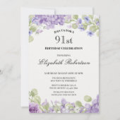 Invitation pour les 91 ans Élégante Fleur Violette (Devant)
