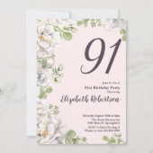 Invitation pour les 91 ans Teinte Rose Florale Piv (Devant)