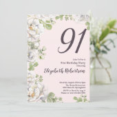 Invitation pour les 91 ans Teinte Rose Florale Piv (Debout devant)