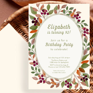 Invitation pour les 92 ans, feuilles d'automne ver