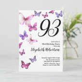 Invitation pour les 93 ans avec papillon en rose v (Debout devant)