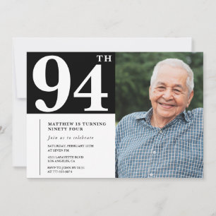 Invitation pour les 94 ans Hommes Photo en Noir et
