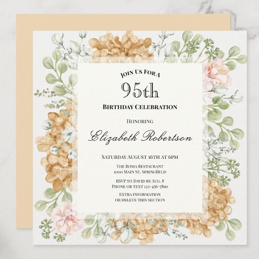 Invitation pour les 95 ans dans des couleurs d'aut