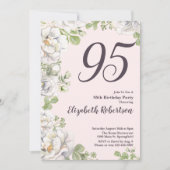 Invitation pour les 95 ans Fleurs de pivoines rose (Devant)