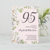 Invitation pour les 95 ans Fleurs de pivoines rose (Debout devant)