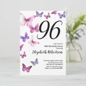 Invitation pour les 96 ans avec papillon en rose v (Debout devant)