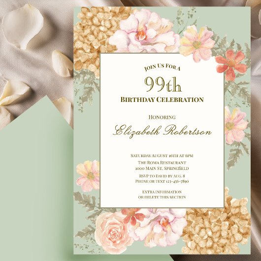 Invitation pour les 99 ans Couleurs d'automne Flor
