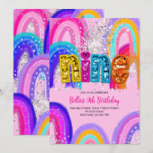 Invitation pour les 9 ans d'une fille (Devant / Derrière)