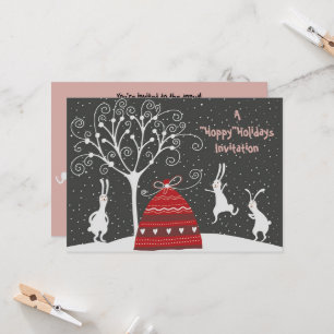 Invitation pour les Fêtes de Noël Lapin d'Hiver Jo