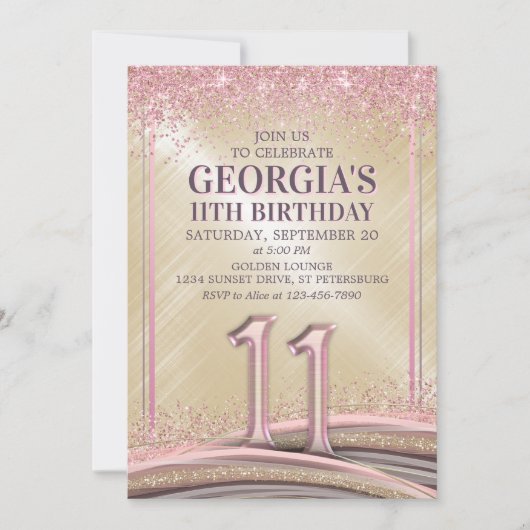 Invitation pour les filles 11e anniversaire (Devant)