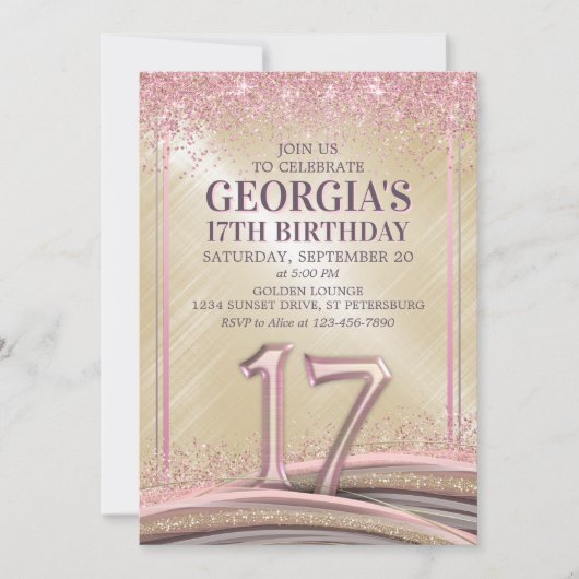 Invitation pour les filles 17e anniversaire (Devant)