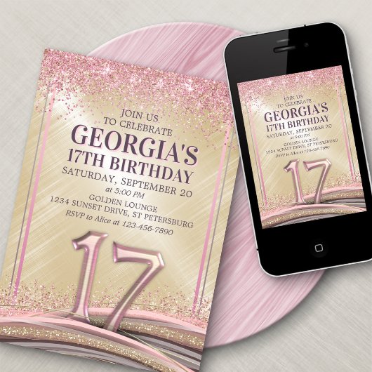 Invitation pour les filles 17e anniversaire