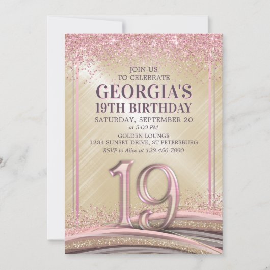 Invitation pour les filles 19e anniversaire (Devant)