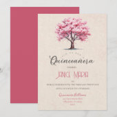 Invitation pour les Quinceañera sous les fleurs de (Devant / Derrière)