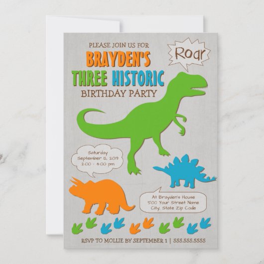 Invitation pour les trois ans de votre garçon avec (Devant)