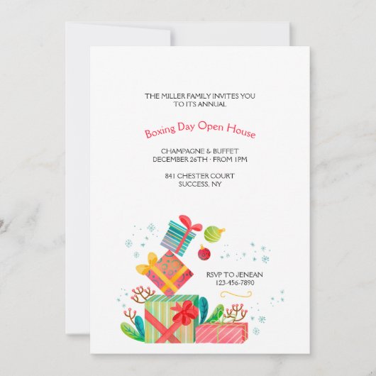 Invitation pour les vacances de Boxing Day (Devant)