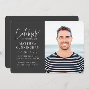 Invitation Pour lui Célébration virtuelle de la vie Photo mod