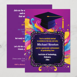 Invitation Pour lui drôle fête vibrante de diplômés