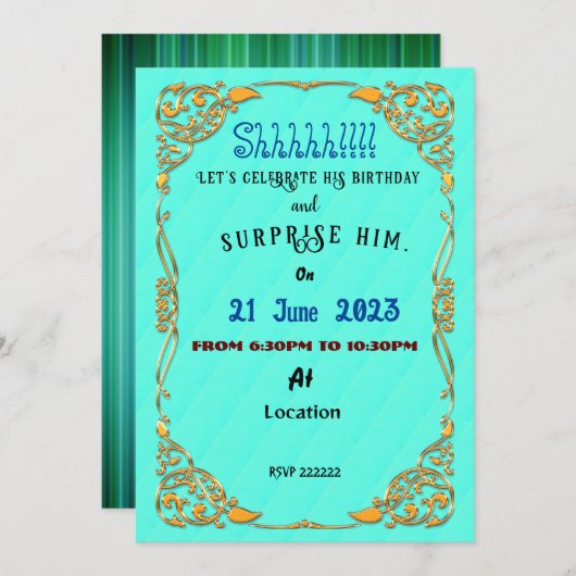 Invitation pour mari (Devant / Derrière)