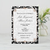 Invitation pour mariage avec tourbillon noir et bl (Debout devant)