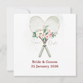 Invitation pour mariage Tennis Sauvegarder la date (Devant)