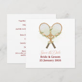 Invitation pour mariage Tennis Save the date (Devant / Derrière)