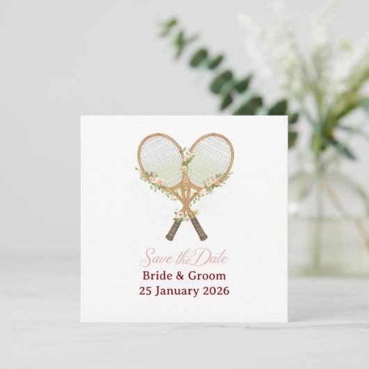 Invitation pour mariage Tennis Save the date (Debout devant)