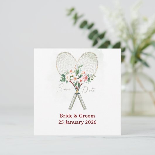 Invitation pour mariage Tennis Save the date (Debout devant)
